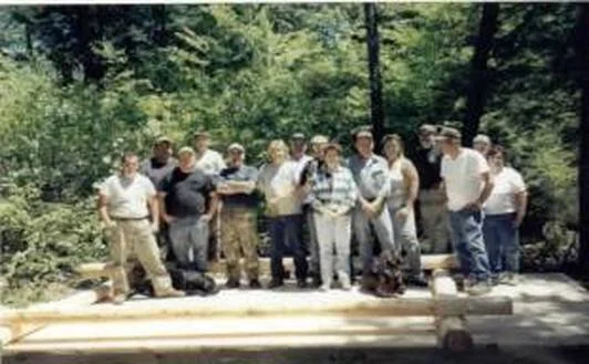 Volunteers who showed up for the first day scheduled on June 5th to get the Trapper Cabin Project started.