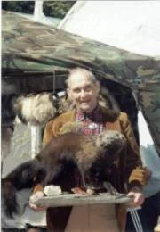  Alex Troy poses with a Fisher mount, which is still used as an education piece by the NHTA today.  